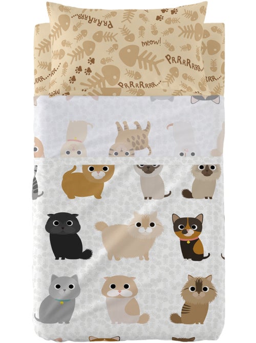 Conjunto de lençóis 2 peças Cats "Happyfriday" - Kiabi Conjunto de lençóis 2 peças Cats "Happyfriday" - Kiabi