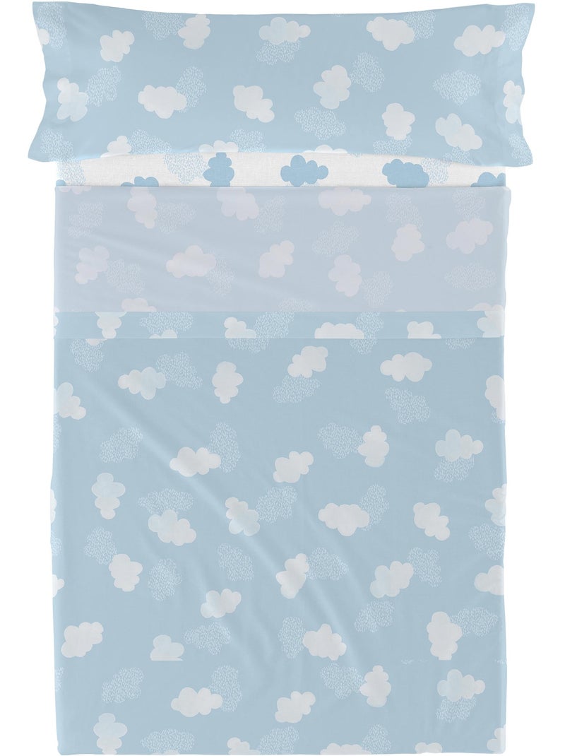 Conjunto de lençóis 2 peças Clouds "Happyfriday" Azul - Kiabi
