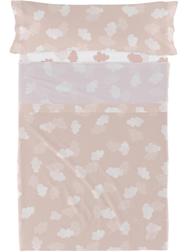 Conjunto de lençóis 2 peças Clouds "Happyfriday" Rosa - Kiabi