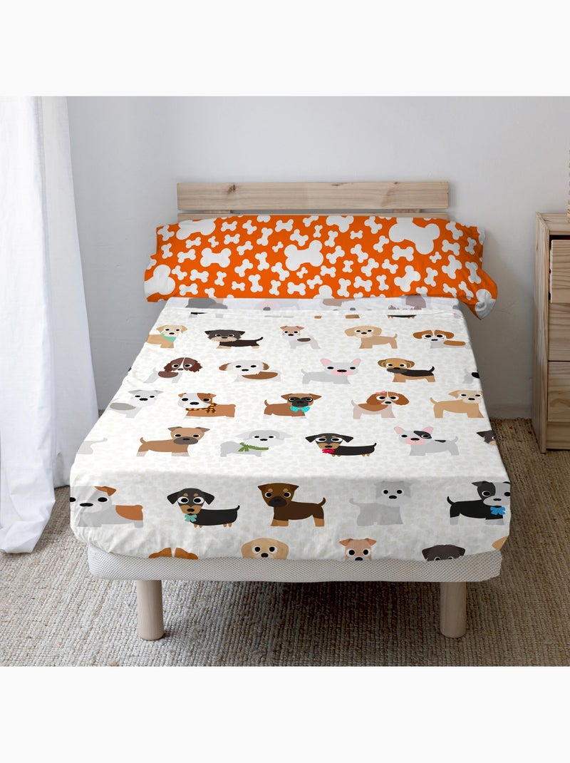 Conjunto de lençóis 2 peças Dogs "Happyfriday" Multicolorido - Kiabi