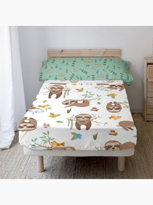 Conjunto de lençóis 2 peças Happy sloth "Happyfriday" - Kiabi Conjunto de lençóis 2 peças Happy sloth "Happyfriday" - Kiabi