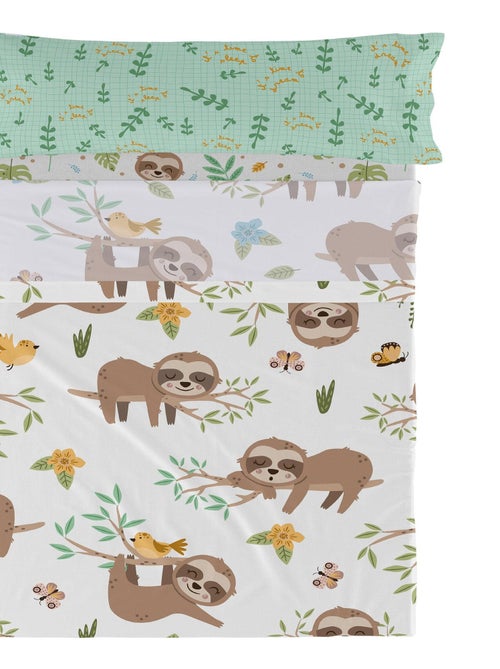 Conjunto de lençóis 2 peças Happy sloth "Happyfriday" - Kiabi Conjunto de lençóis 2 peças Happy sloth "Happyfriday" - Kiabi