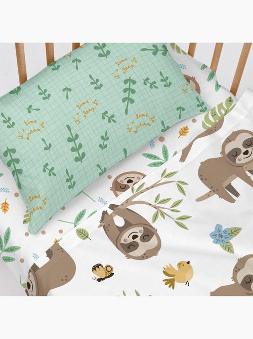 Conjunto de lençóis 2 peças Happy sloth "Happyfriday" - Kiabi Conjunto de lençóis 2 peças Happy sloth "Happyfriday" - Kiabi