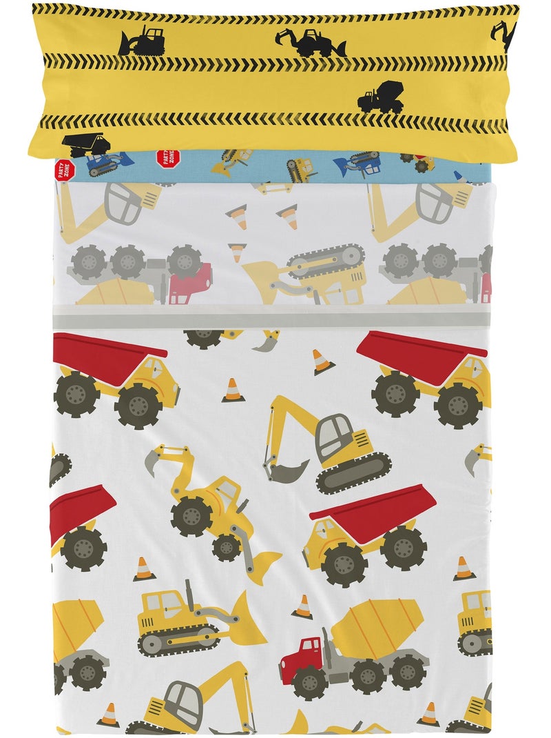 Conjunto de lençóis 2 peças Machinery "Happyfriday" Multicolorido - Kiabi