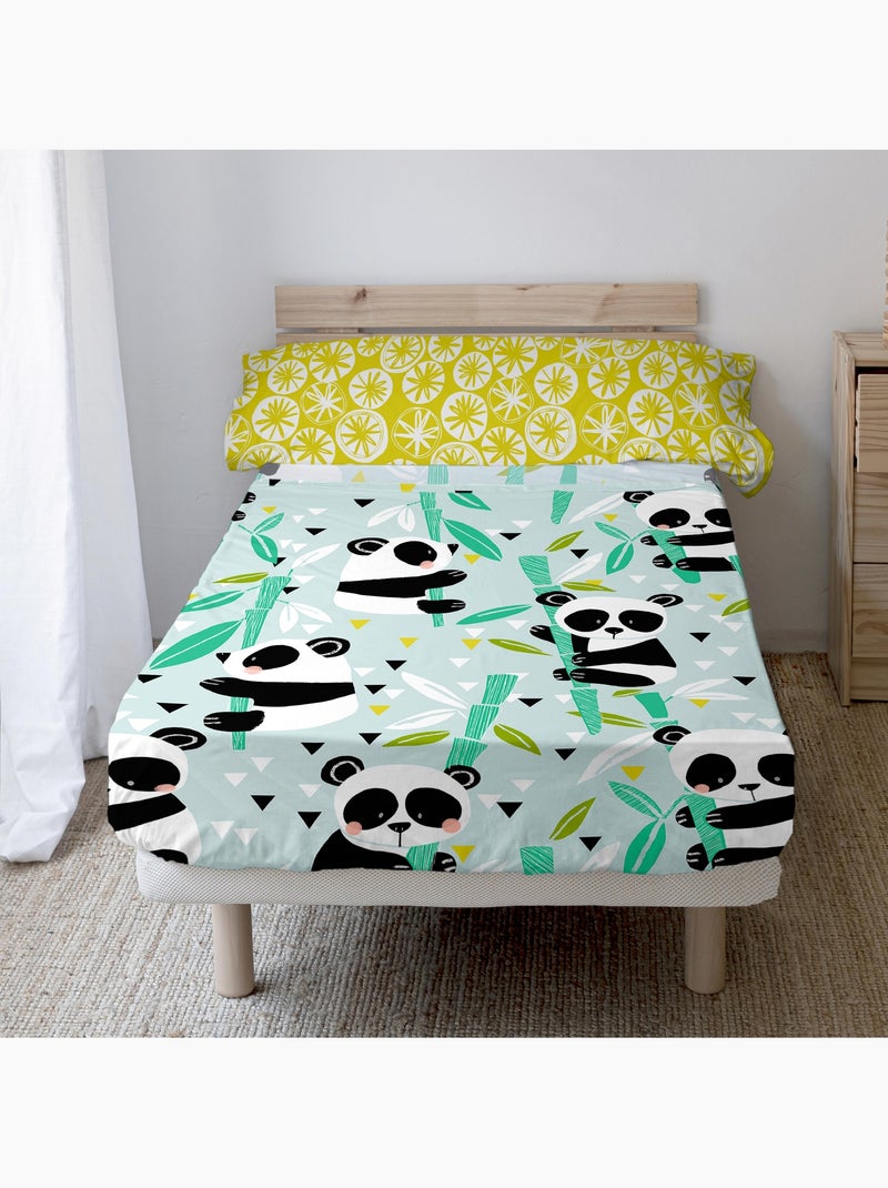 Conjunto de lençóis 2 peças Panda garden blue "Happyfriday" Azul - Kiabi