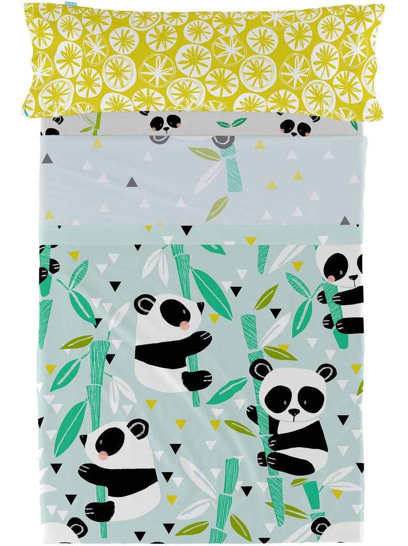 Conjunto de lençóis 2 peças Panda garden blue "Happyfriday" Azul - Kiabi