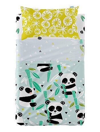 Conjunto de lençóis 2 peças Panda garden blue "Happyfriday