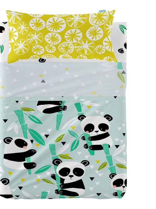 Conjunto de lençóis 2 peças Panda garden blue "Happyfriday" - Kiabi Conjunto de lençóis 2 peças Panda garden blue "Happyfriday" - Kiabi