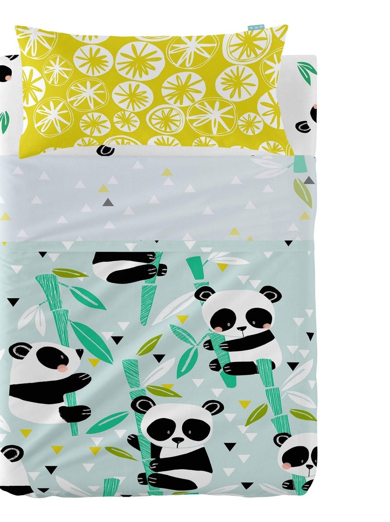 Conjunto de lençóis 2 peças Panda garden blue "Happyfriday" Azul - Kiabi