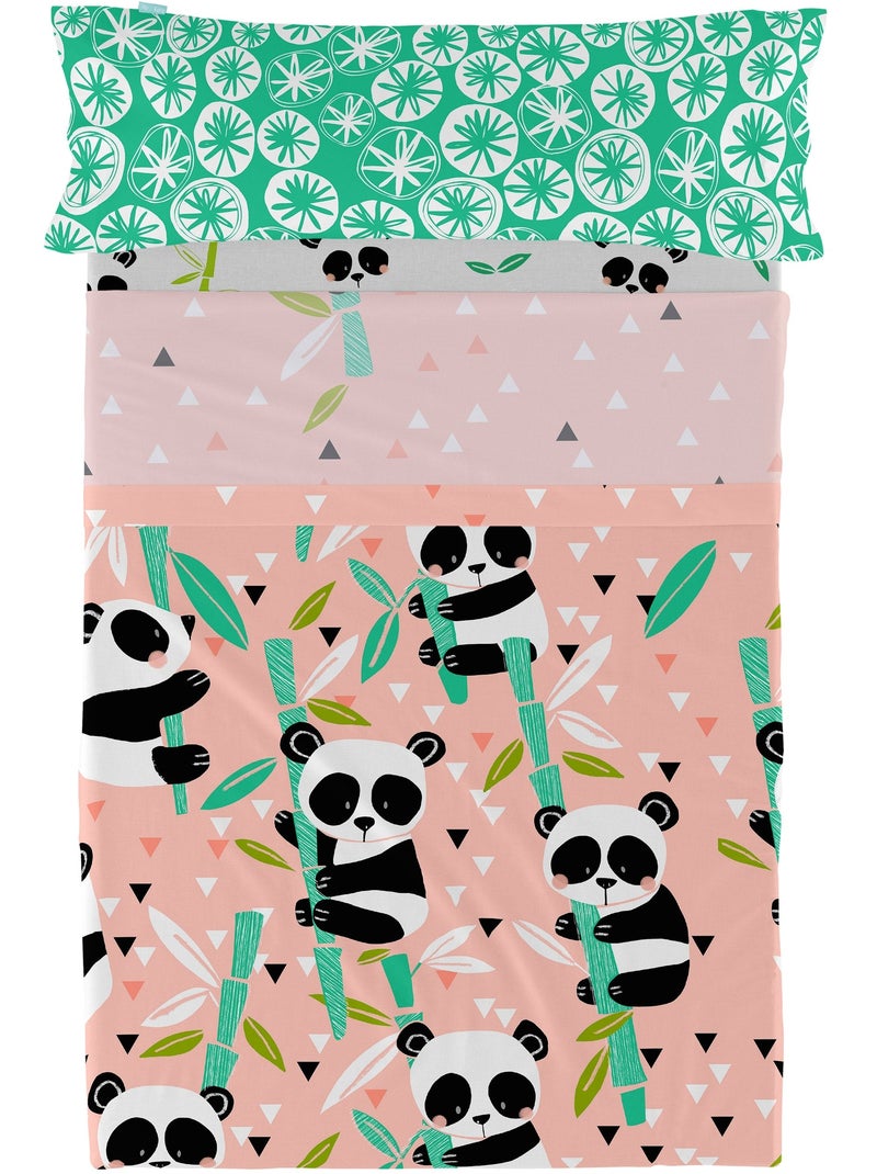 Conjunto de lençóis 2 peças Panda garden "Happyfriday" Rosa - Kiabi