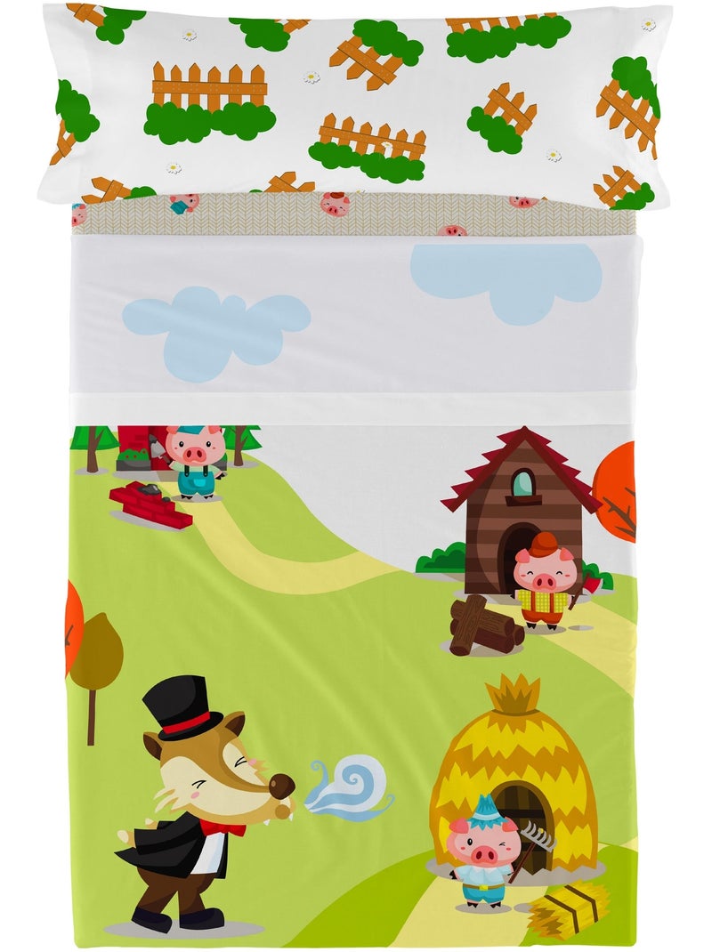 Conjunto de lençóis 2 peças Piggys "Happyfriday" Multicolorido - Kiabi