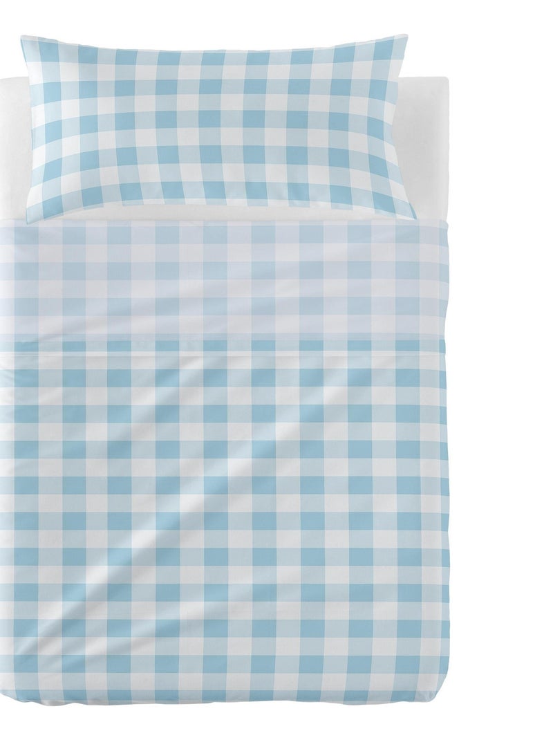 Conjunto de lençóis 2 peças Vichy "Happyfriday" Azul - Kiabi
