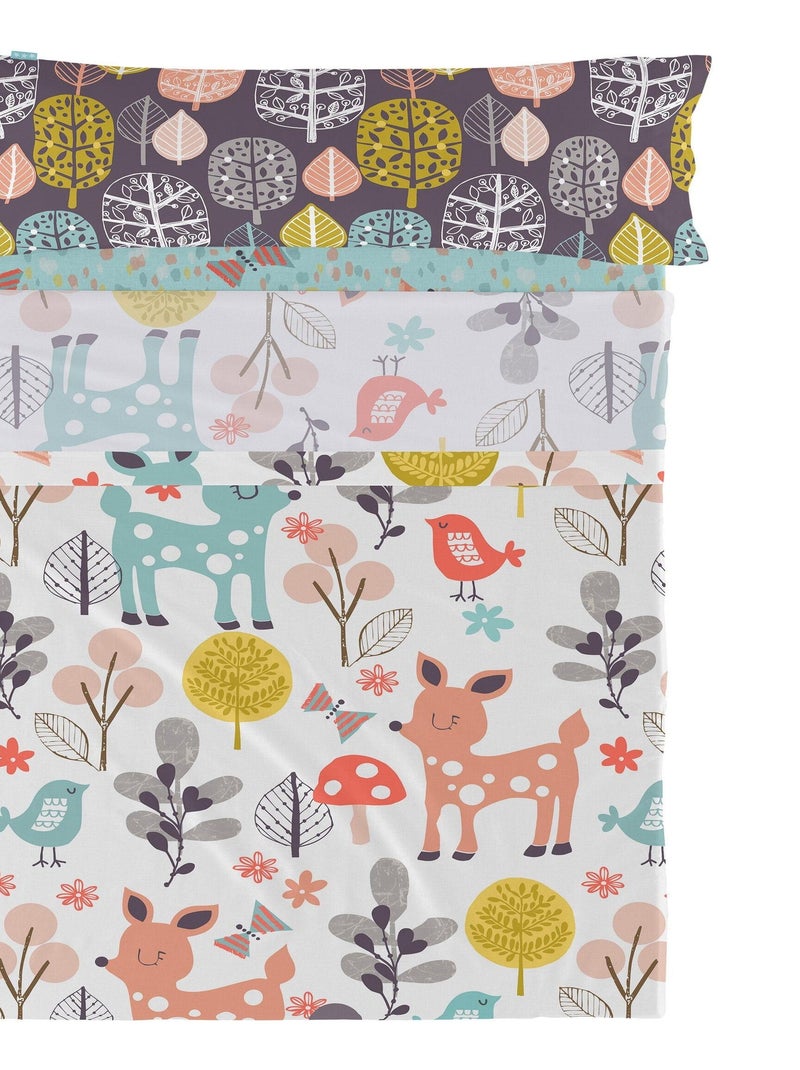 Conjunto de lençóis 2 peças Woodland "Happyfriday" Multicolorido - Kiabi