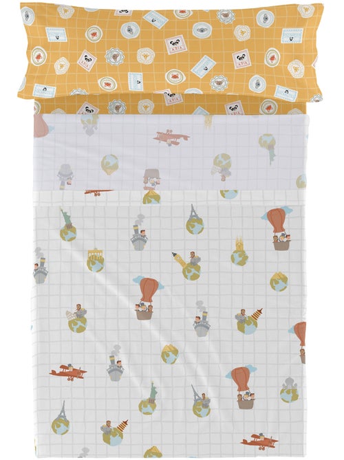 Conjunto de lençóis 2 peças World trip "Happyfriday" - Kiabi Conjunto de lençóis 2 peças World trip "Happyfriday" - Kiabi