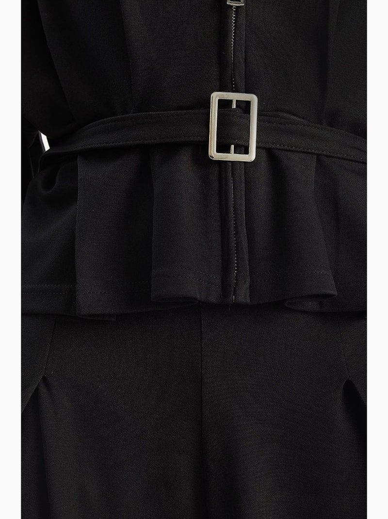 Conjunto de malha de duas peças com casaco com cinto e calças lucci Preto - Kiabi
