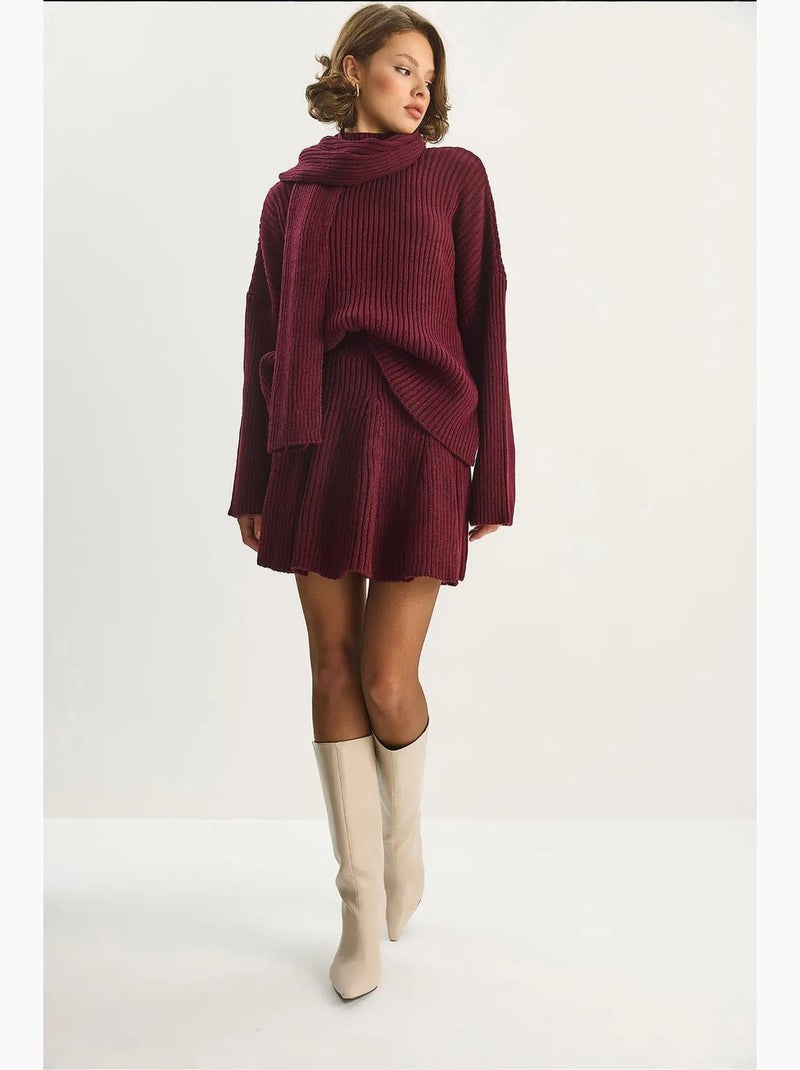 Conjunto de malha de duas peças com gola xale lucci Vermelho bordô - Kiabi