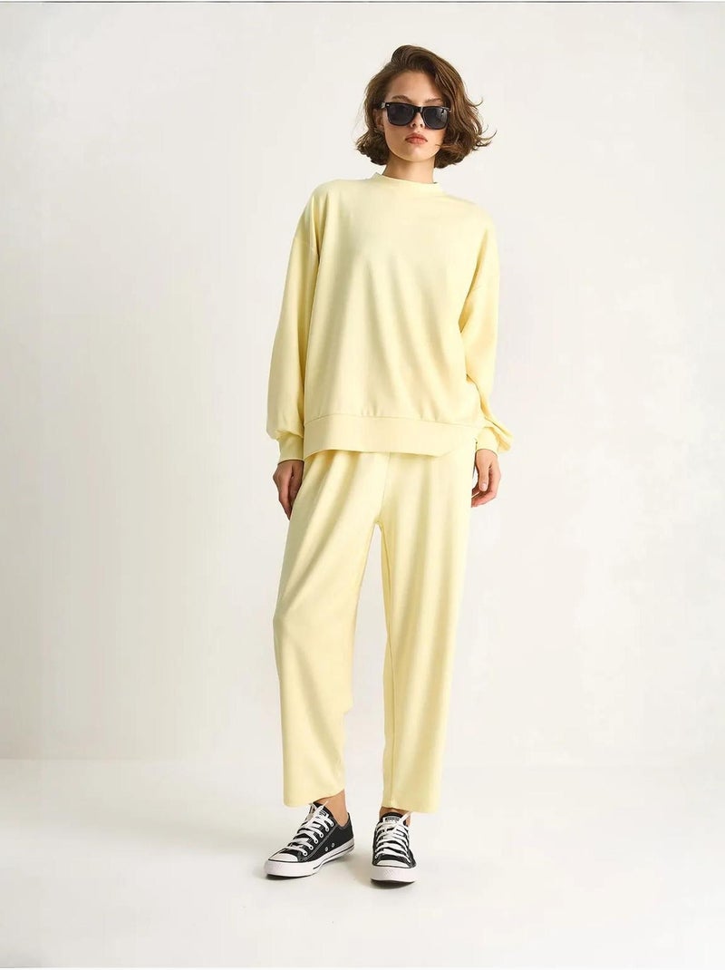 Conjunto de malha de duas peças com manga comprida e decote redondo lucci Amarelo-limão - Kiabi