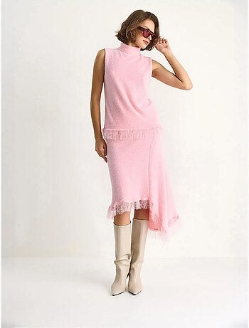 Conjunto de malha de duas peças top-saia lucci