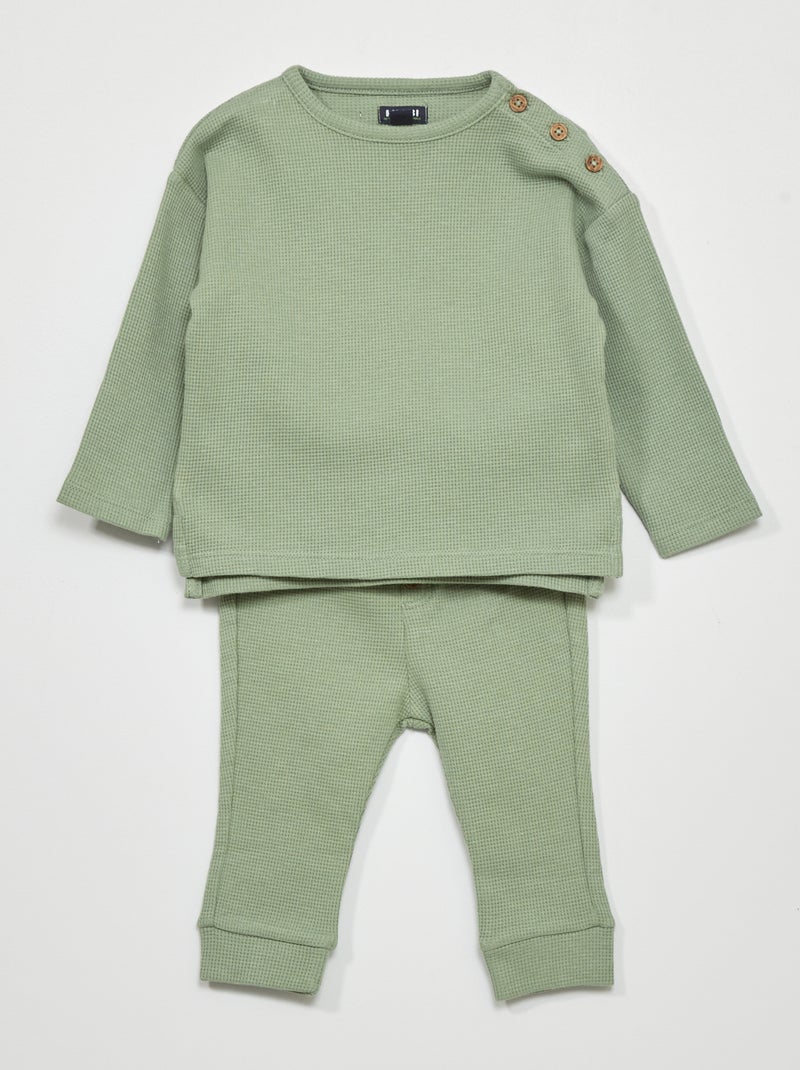Conjunto de malha gofrada - 2 peças VERDE - Kiabi