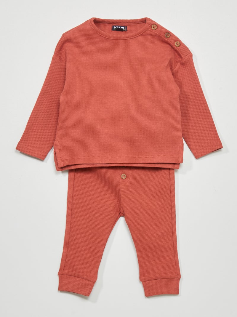 Conjunto de malha gofrada - 2 peças VERMELHO - Kiabi