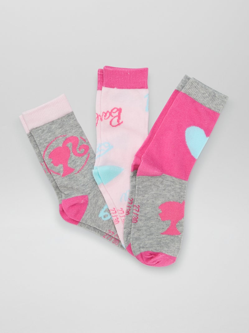 Conjunto de meias 'Barbie' - 3 pares CINZA - Kiabi