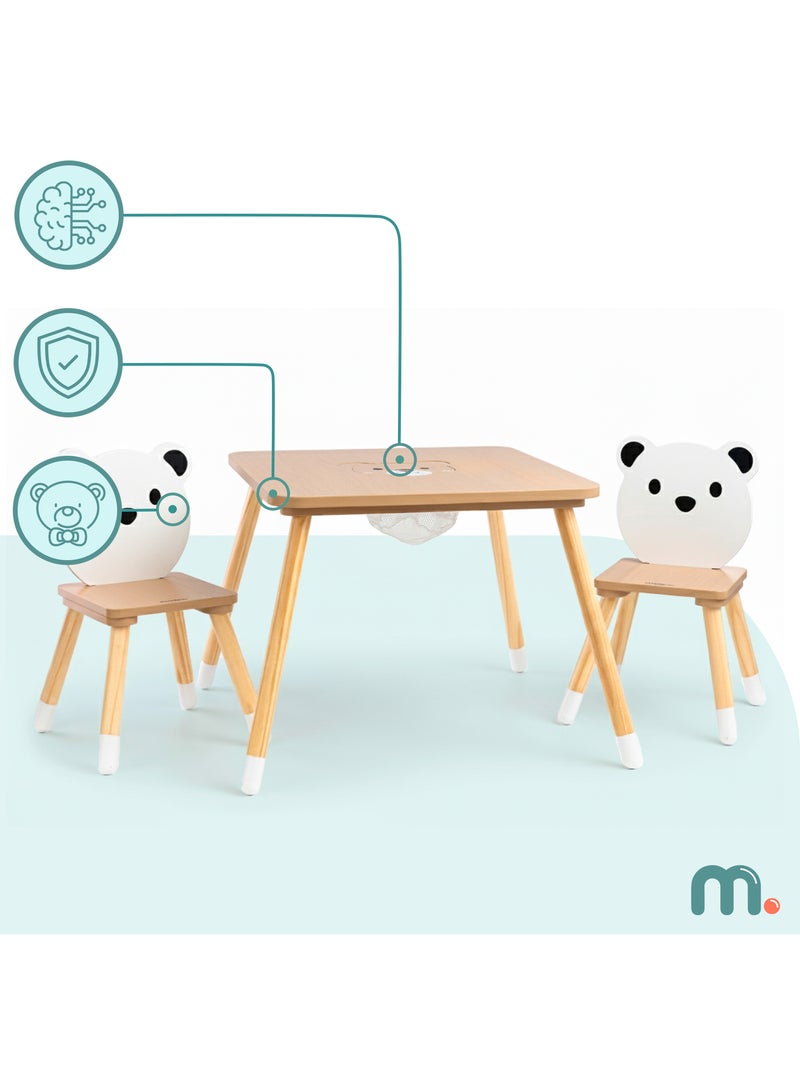 Conjunto de mesa e 2 cadeiras "urso" em madeira – espaço criativo com arrumação Bege - Kiabi