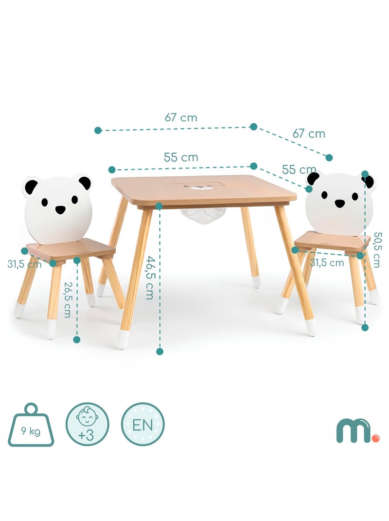 Conjunto de mesa e 2 cadeiras "urso" em madeira – espaço criativo com arrumação Bege - Kiabi