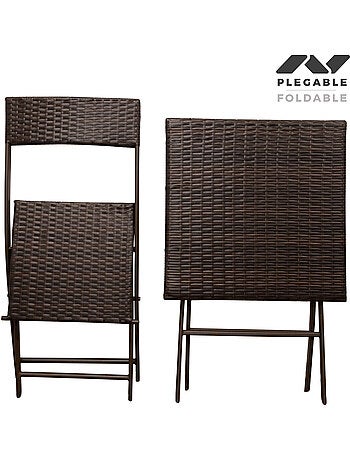 Conjunto de mesa e cadeiras de terraço dobrável de vime aktive