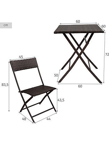 Conjunto de mesa e cadeiras de terraço dobrável de vime aktive