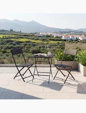 Conjunto de mesa e cadeiras de terraço dobrável de vime aktive