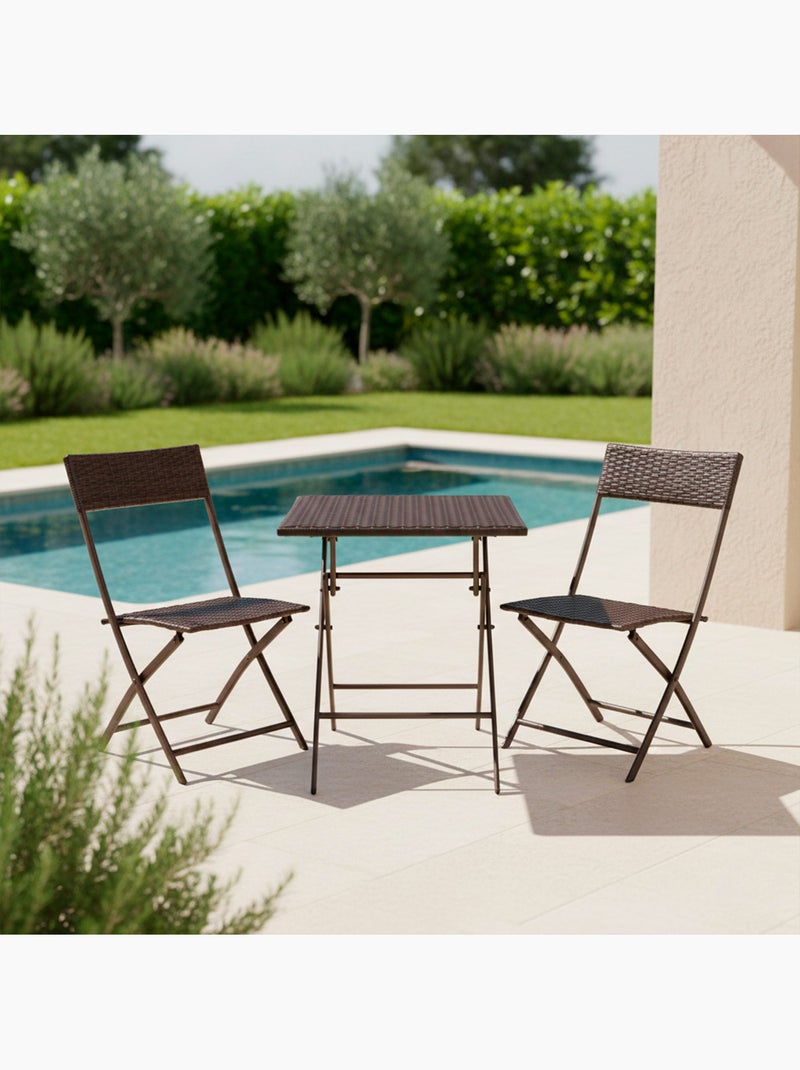 Conjunto de mesa e cadeiras de terraço dobrável de vime aktive Marrom/ Marrom - Kiabi