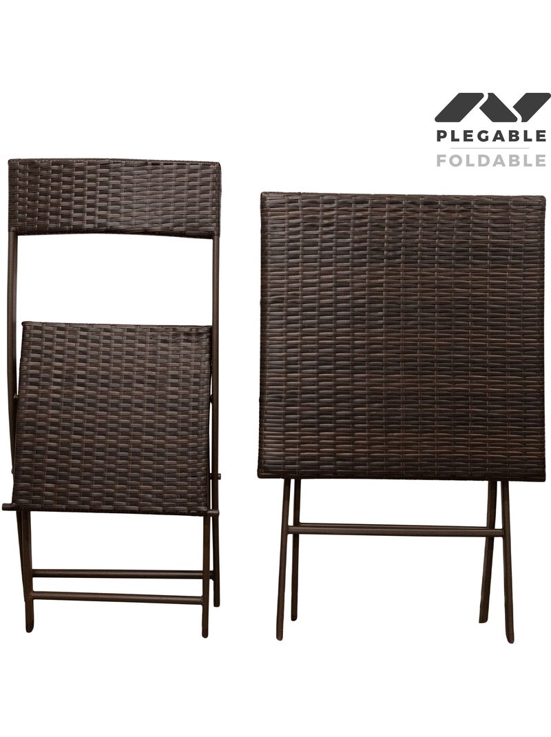 Conjunto de mesa e cadeiras de terraço dobrável de vime aktive Marrom/ Marrom - Kiabi