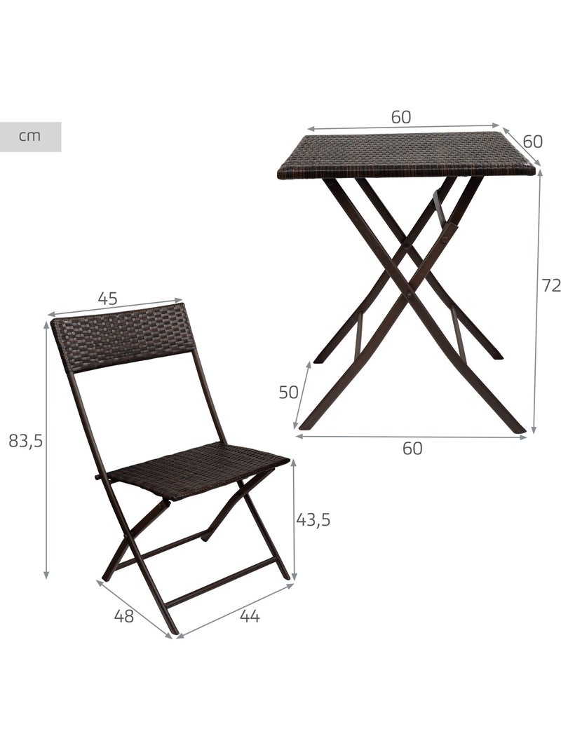 Conjunto de mesa e cadeiras de terraço dobrável de vime aktive Marrom/ Marrom - Kiabi