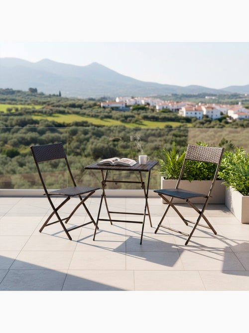 Conjunto de mesa e cadeiras de terraço dobrável de vime aktive - Kiabi Conjunto de mesa e cadeiras de terraço dobrável de vime aktive - Kiabi