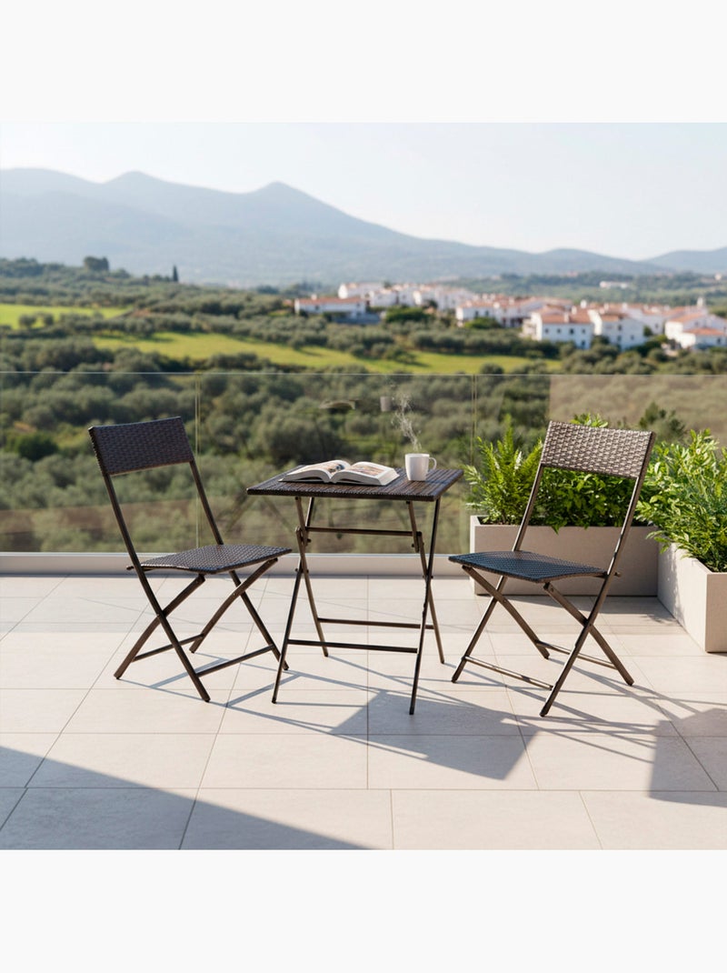 Conjunto de mesa e cadeiras de terraço dobrável de vime aktive Marrom/ Marrom - Kiabi