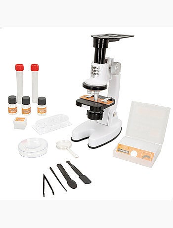 Conjunto de microscópio de brinquedo com luz led e suporte para telemóvel smart theory
