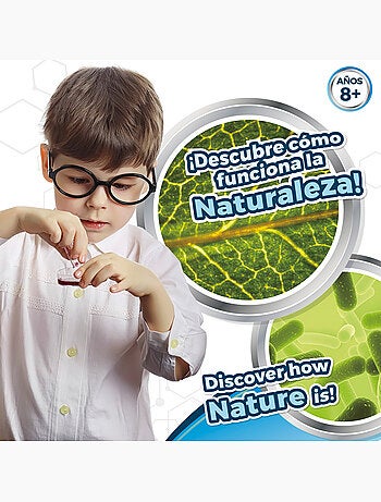 Conjunto de microscópio de brinquedo com luz led e suporte para telemóvel smart theory
