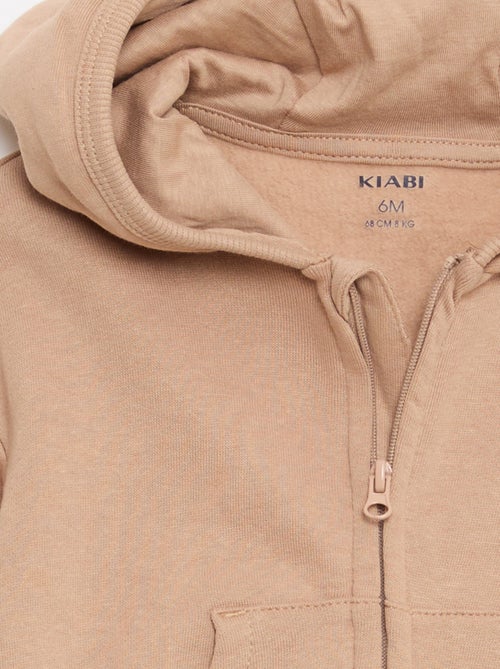 Conjunto de moletom com capuz e zíper + calça - 2 peças - Kiabi