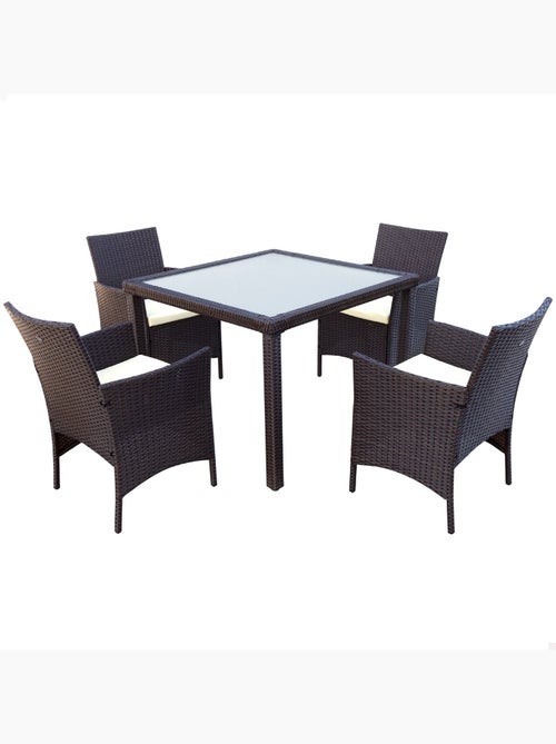 Conjunto de móveis de pátio com cadeiras de vime e mesa aktive - Kiabi Conjunto de móveis de pátio com cadeiras de vime e mesa aktive - Kiabi