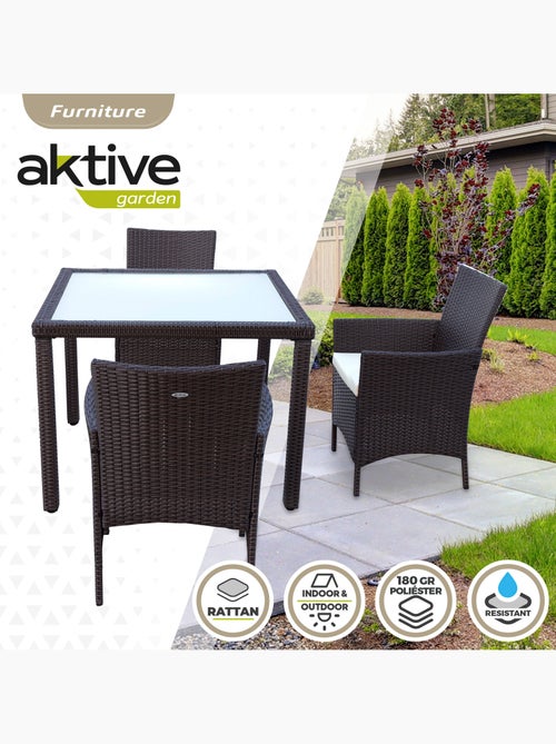 Conjunto de móveis de pátio com cadeiras de vime e mesa aktive - Kiabi Conjunto de móveis de pátio com cadeiras de vime e mesa aktive - Kiabi