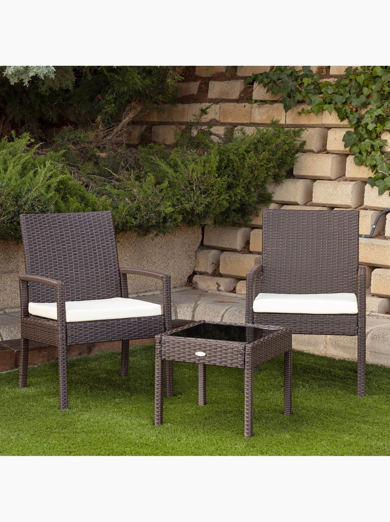 Conjunto de móveis de pátio com poltronas de vime e mesa aktive Marrom/ Marrom - Kiabi