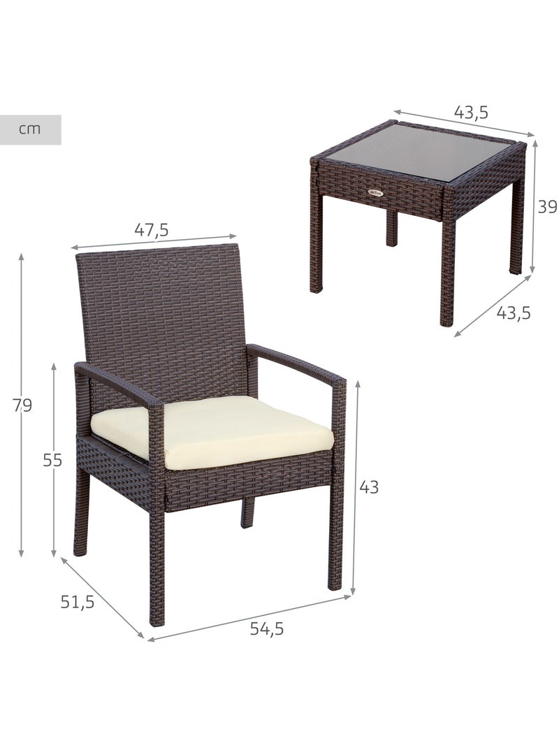 Conjunto de móveis de pátio com poltronas de vime e mesa aktive Marrom/ Marrom - Kiabi