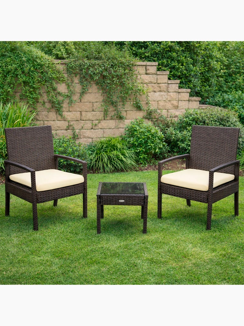 Conjunto de móveis de pátio com poltronas de vime e mesa aktive Marrom/ Marrom - Kiabi