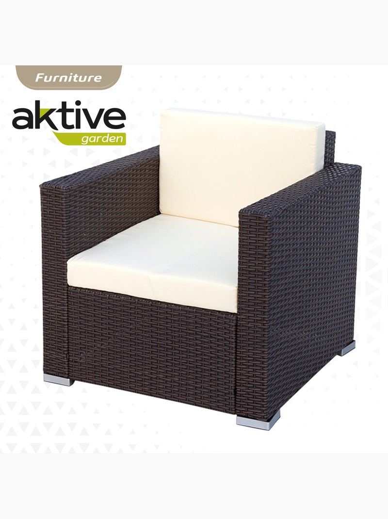 Conjunto de móveis de pátio com poltronas de vime, sofá e mesa de centro aktive Marrom/ Marrom - Kiabi