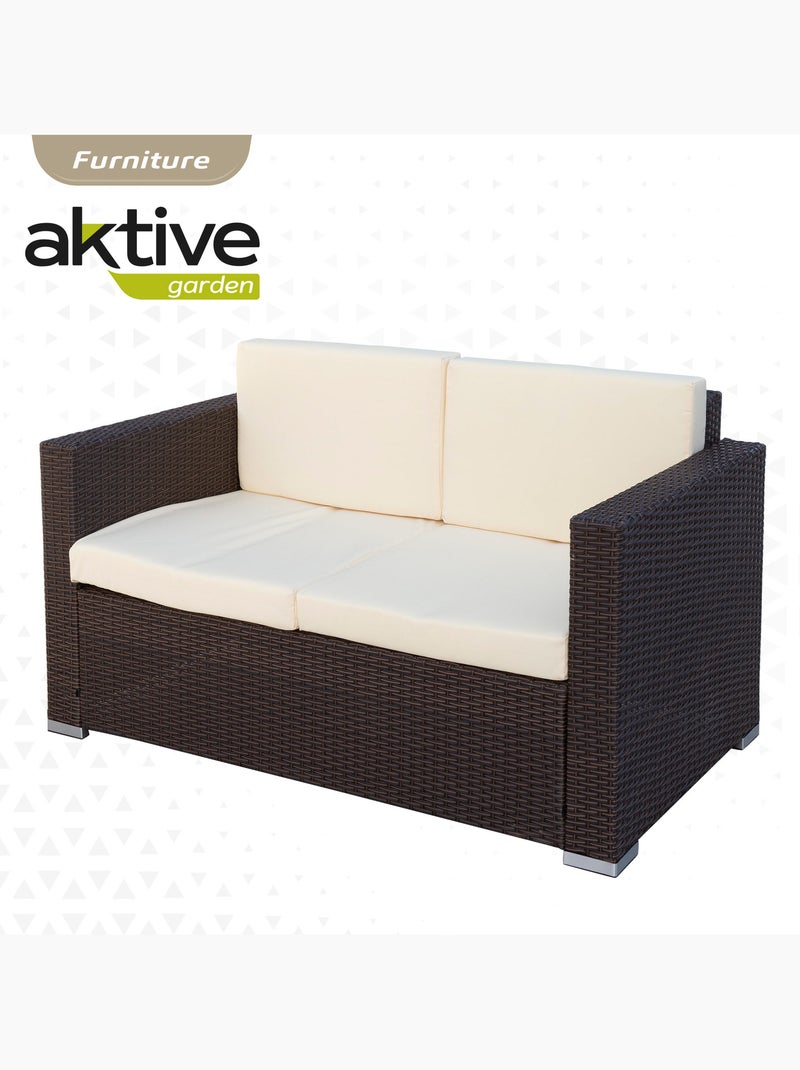 Conjunto de móveis de pátio com poltronas de vime, sofá e mesa de centro aktive Marrom/ Marrom - Kiabi