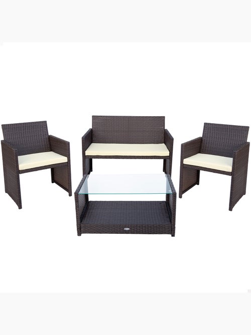 Conjunto de móveis de terraço de vime: 3 poltronas e 1 mesa aktive - Kiabi Conjunto de móveis de terraço de vime: 3 poltronas e 1 mesa aktive - Kiabi