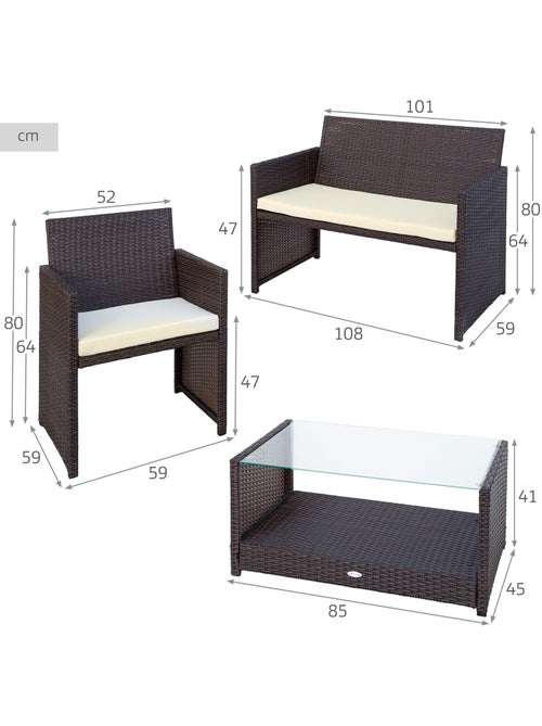 Conjunto de móveis de terraço de vime: 3 poltronas e 1 mesa aktive - Kiabi Conjunto de móveis de terraço de vime: 3 poltronas e 1 mesa aktive - Kiabi