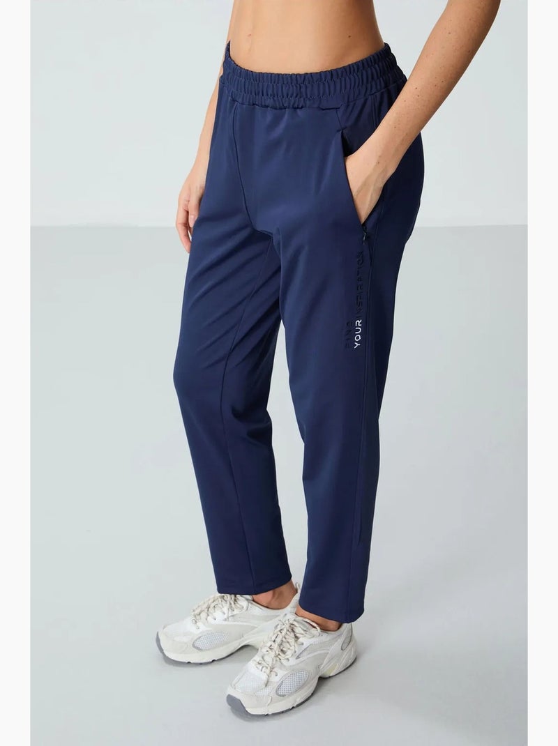 Conjunto de mulher com sweatshirt com capuz e fecho de correr e calças tommy Azul-marinho - Kiabi
