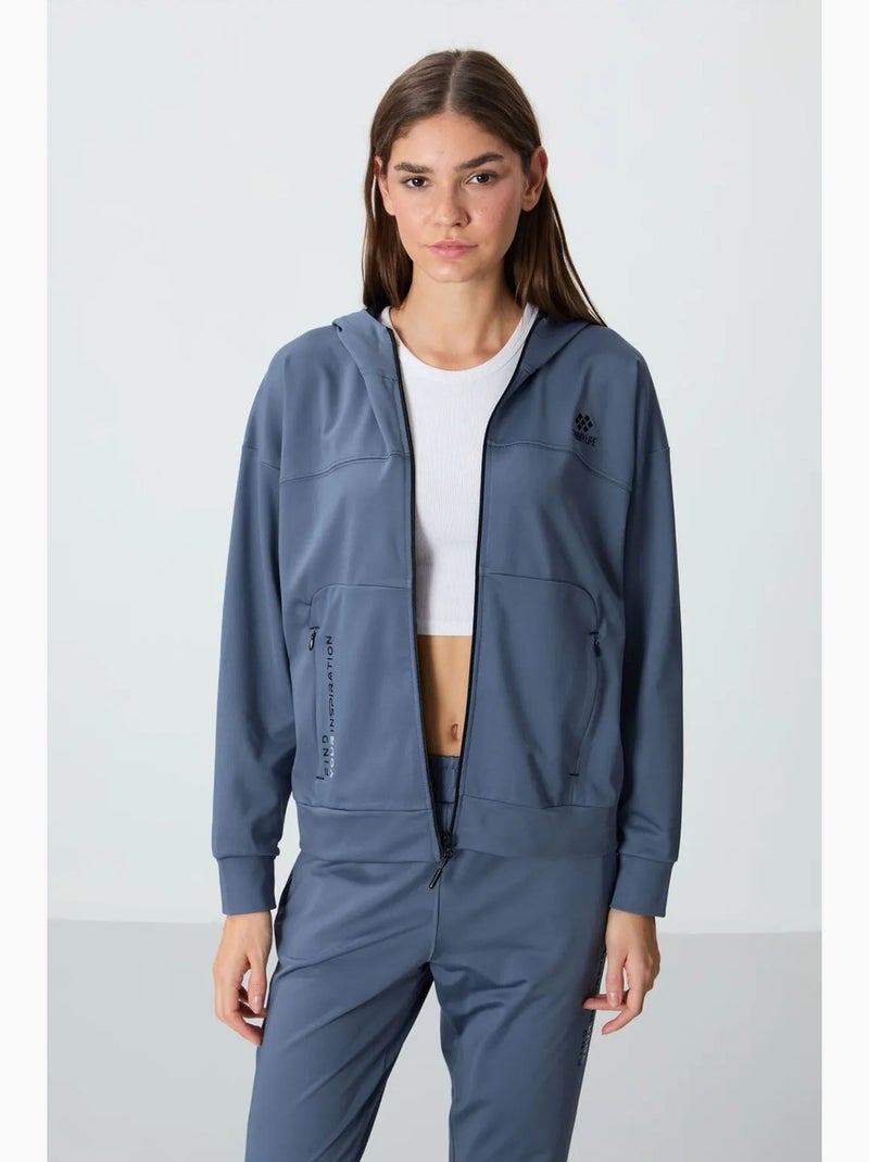 Conjunto de mulher com sweatshirt com capuz e fecho de correr e calças tommy Azul - Kiabi