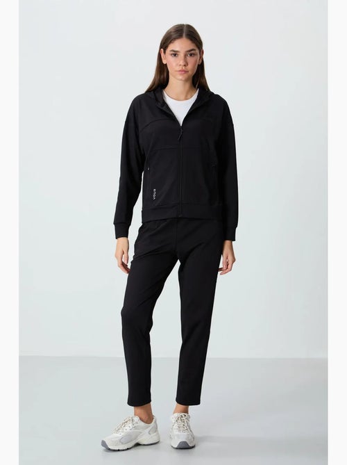 Conjunto de mulher com sweatshirt com capuz e fecho de correr e calças tommy - Kiabi